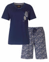 Medaillon Dames Shortama - Pyjama Set - Korte Mouwen - Marine Blauw