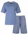 Medaillon Dames Shortama - Pyjama Set - Korte Mouwen - Blauw