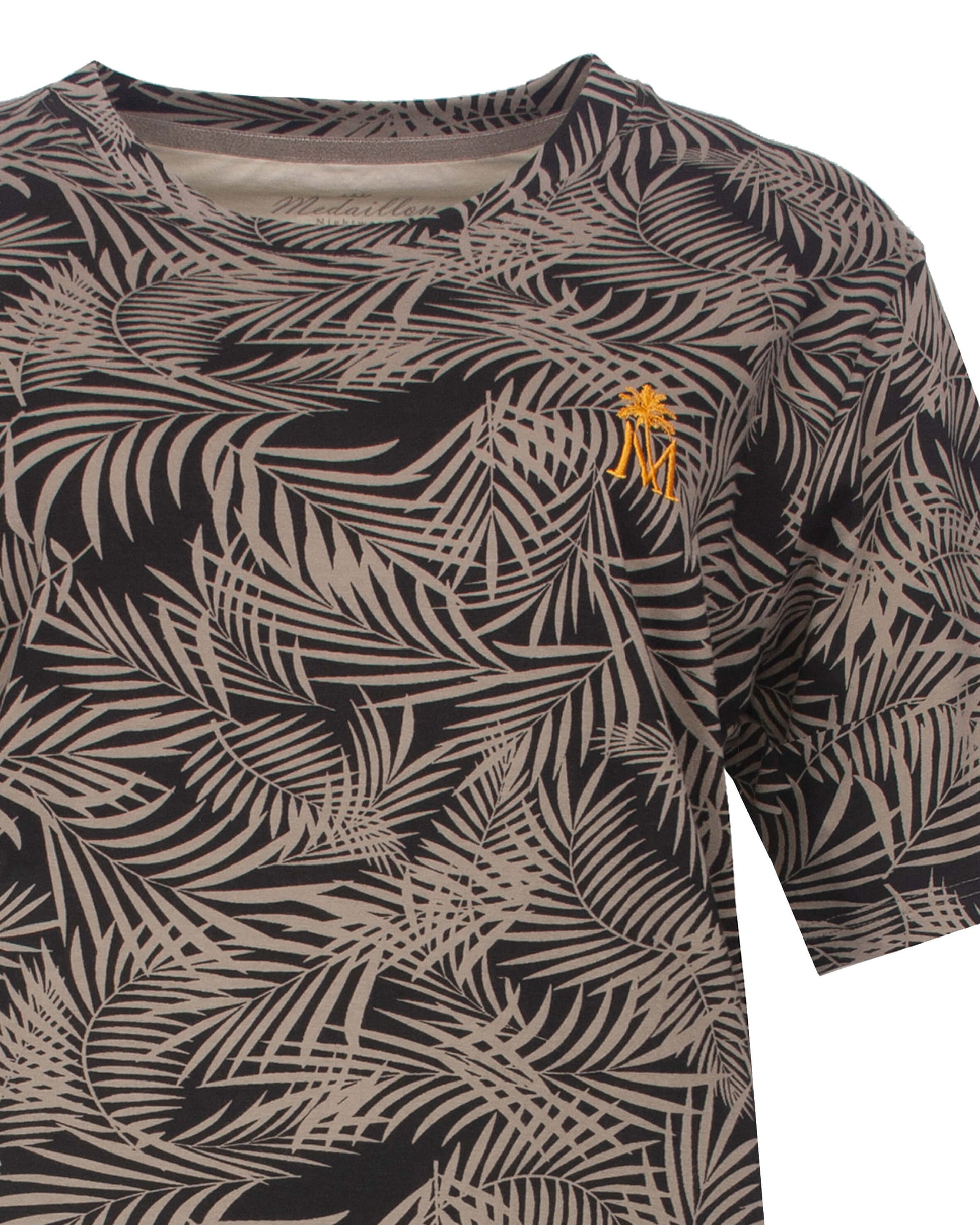Medaillon Dames Nachthemd - Korte Mouwen -  Bruin - detail