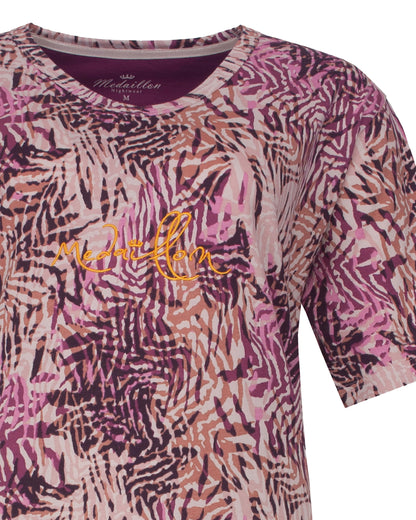  Medaillon Dames Nachthemd - Korte Mouwen -  Violet - detail