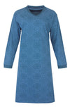 Medaillon dames Nachthemd - Lange Mouwen - Petrol Blauw