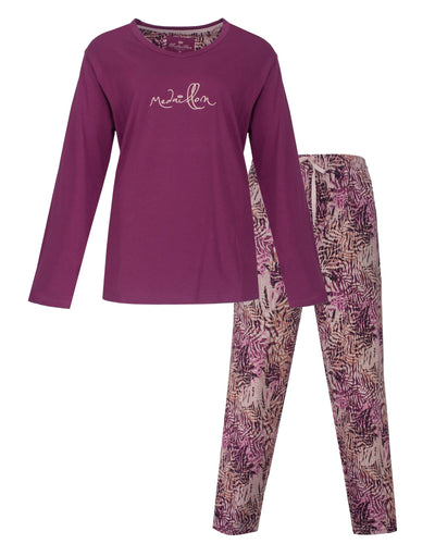 Medaillon Dames Pyjama - Lange Mouwen - Violet