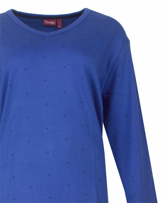  Medaillon Dames Pyjama-  licht blauw - Lange Mouwen  - achteraanzicht