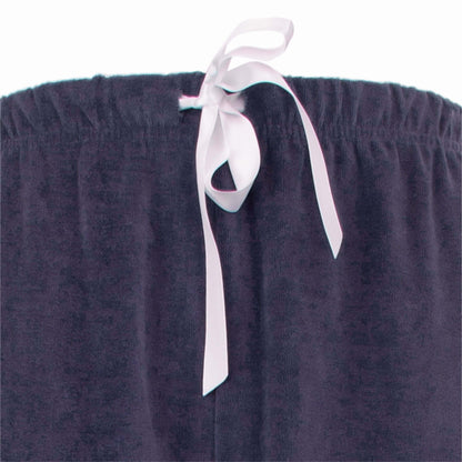 Medaillon dames Doorknoop Pyjama - Velours Pyjama  - Donker Blauw - afbeelding 4