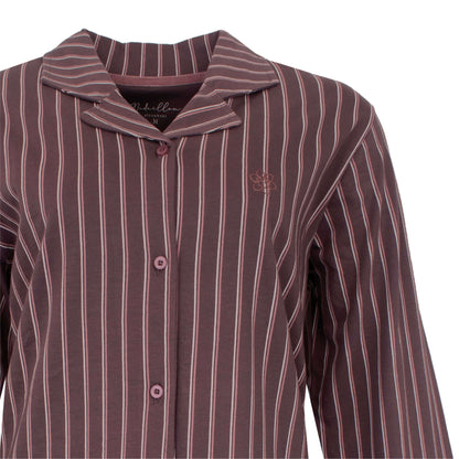 Medaillon dames - Doorknoop Pyjama - Lange - Bruin - detail