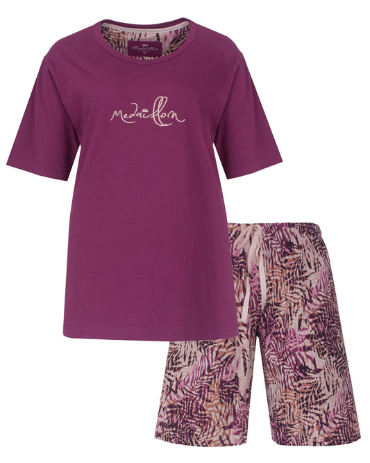 Medaillon Dames Shortama - Korte Mouwen - Violet - vooraanzicht