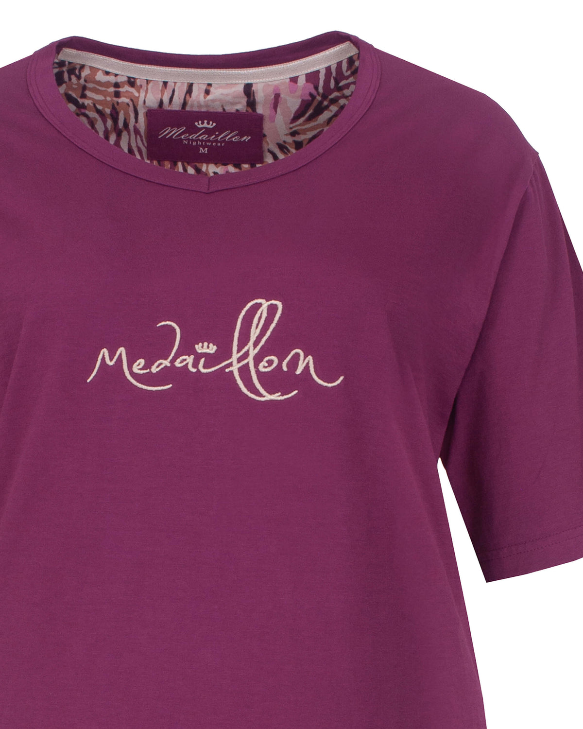 Medaillon Dames Shortama - Korte Mouwen - Violet - detail