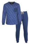 MEQ Heren Pyjama - Tijgerprint - 100% Katoen - Blauw