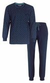 MEQ Heren Pyjama - Ronde Hals - 100% Katoen - Donker Blauw