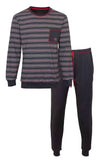 MEQ Heren Pyjama - 100% Katoen - Gestreept - Blauw