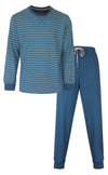 MEQ Heren Pyjama - Ronde Hals - Fijne Strepen - Blauw