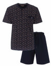 MEQ Heren Shortama - Geometrisch Patroon - Navy Blauw