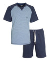 MEQ Heren Shortama - Pyjama Set - Met Zijzakken - Lichtblauw