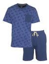 MEQ Heren Shortama - Pyjama Set - Tijgerprint - Blauw