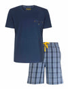 MEQ Heren Shortama - Pyjama Set - 100% Katoen - Navy Blauw