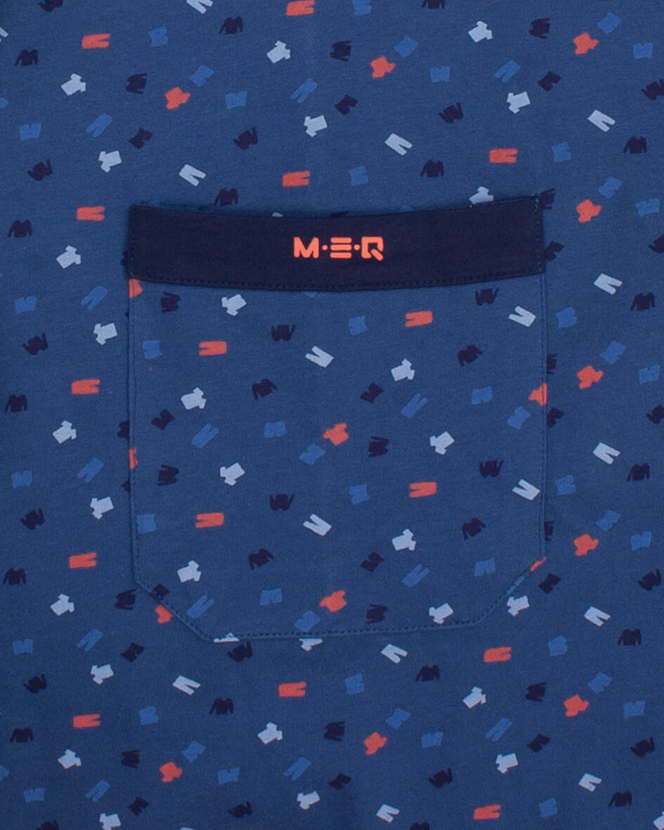 MEQ Heren Pyjama  - V-hals - Lange Mouwen - Blauw - afbeelding 4