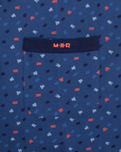 MEQ Heren Pyjama  - V-hals - Lange Mouwen - Blauw - afbeelding 4