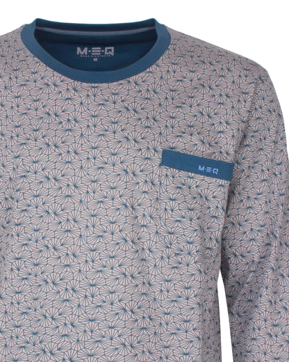  MEQ Heren Pyjama -  Ronde Hals - Lange Mouwen -  Grijs - detail