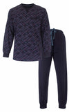M.E.Q. Heren Pyjama - Ronde Hals - Lange Mouw - Blauw