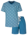 MEQ Heren Shortama - V-hals - Korte Mouwen - Aqua Blauw