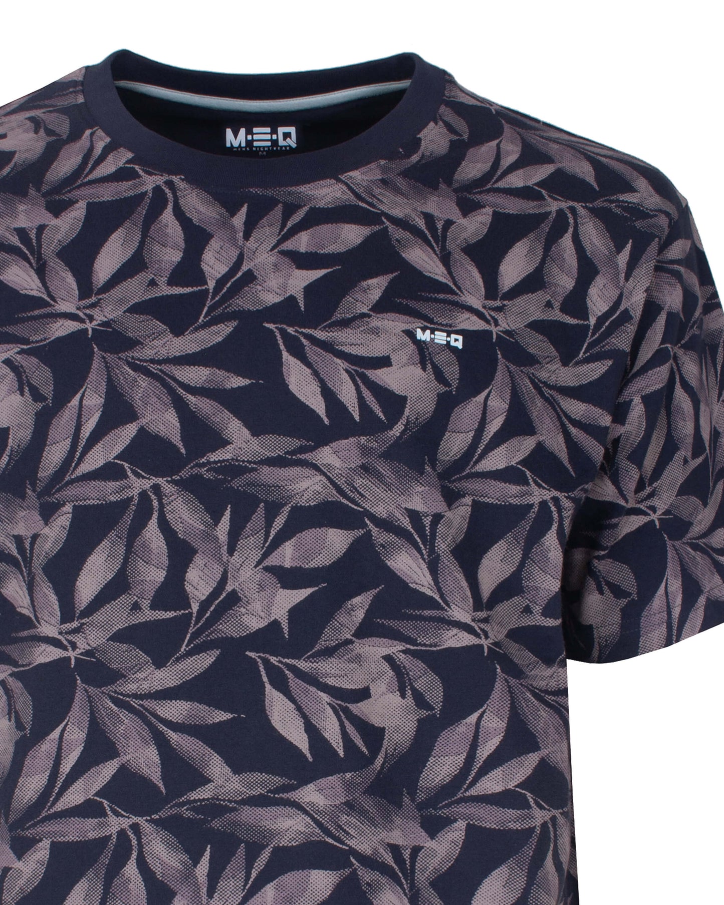 MEQ Heren Shortama -  Ronde Hals - Donker Blauw - detail