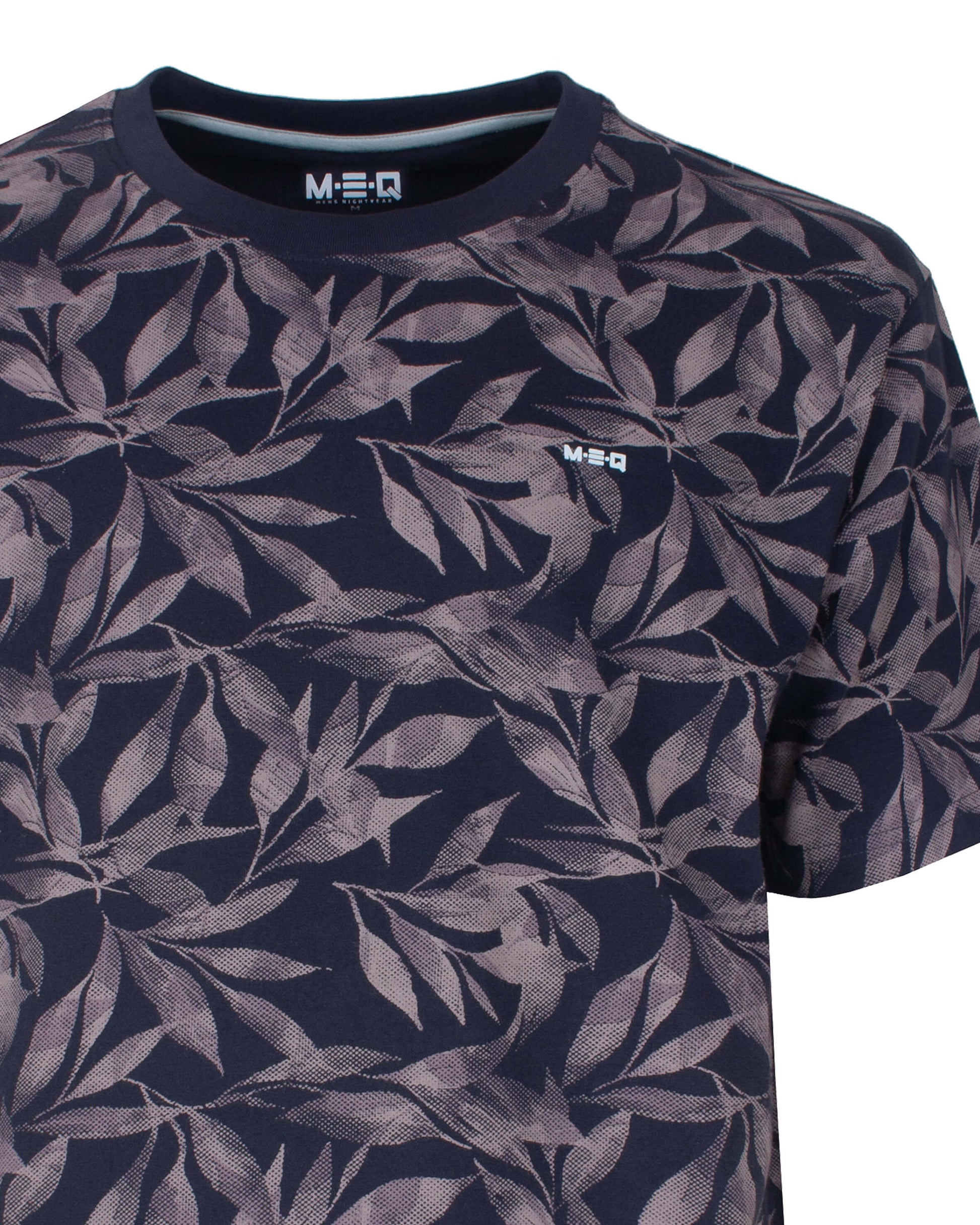 MEQ Heren Shortama -  Ronde Hals - Donker Blauw - detail