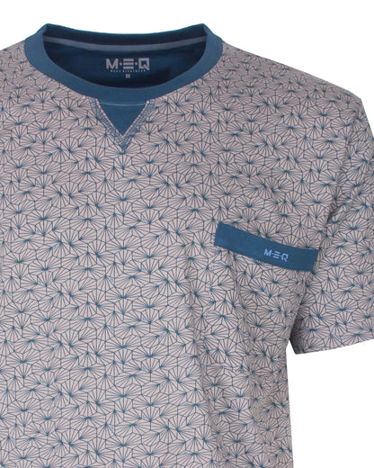 MEQ Heren Shortama -  Ronde Hals - Korte Mouwen - Grijs - detail