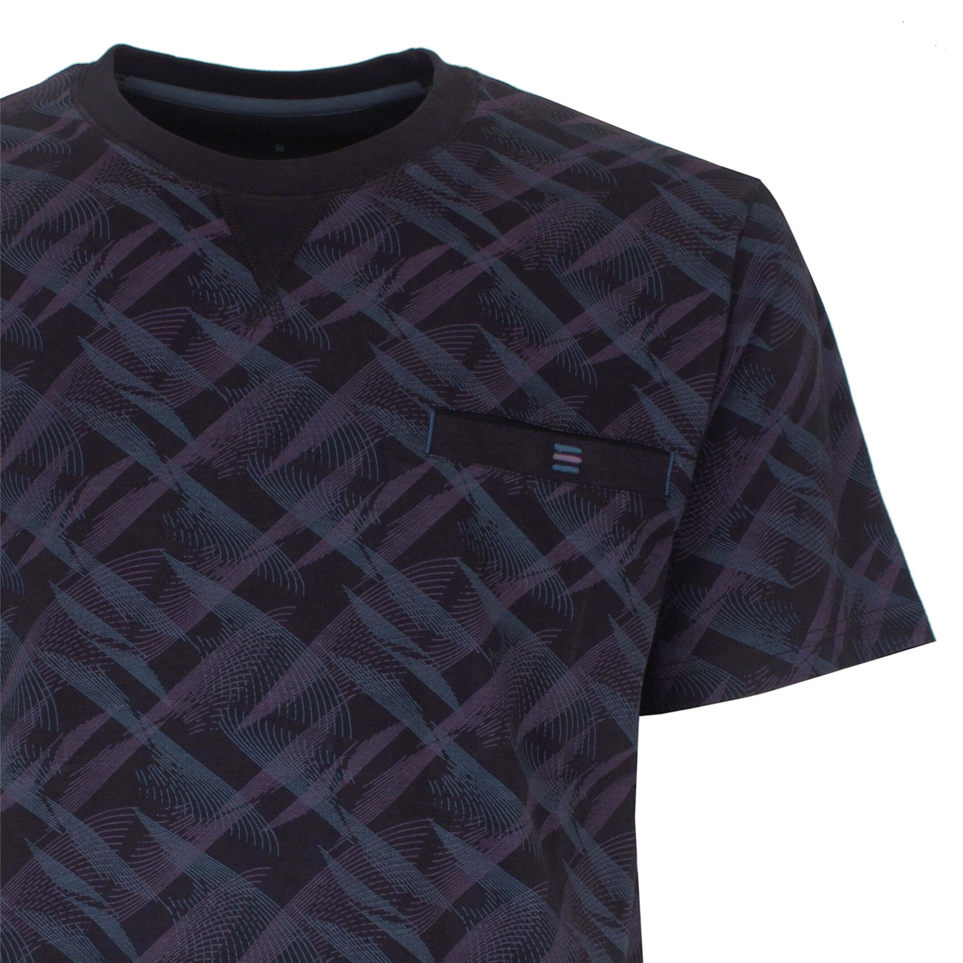 MEQ Heren Shortama Set - Korte Mouwen - Katoen - Blauw - detail