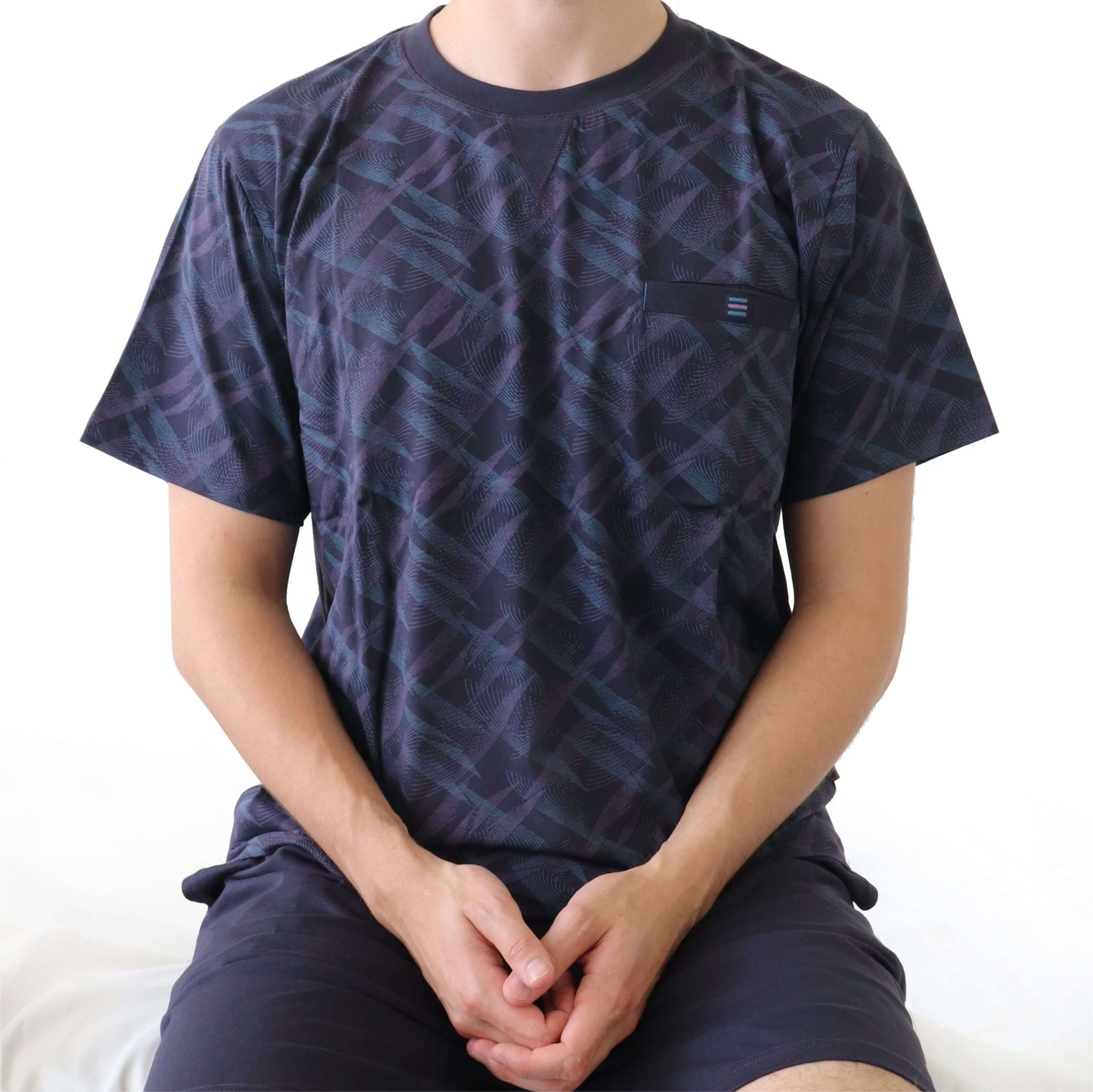 MEQ Heren Shortama Set - Korte Mouwen - Katoen - Blauw - afbeelding 7