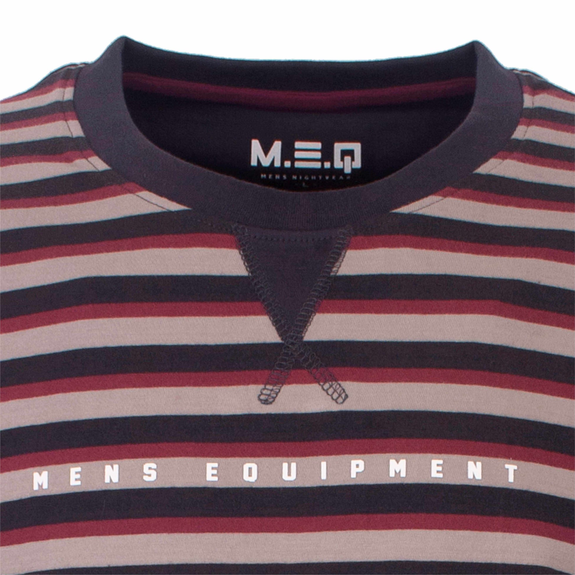 MEQ Heren Shortama Set - Korte Mouwen - Gestreept -  Grijs - detail