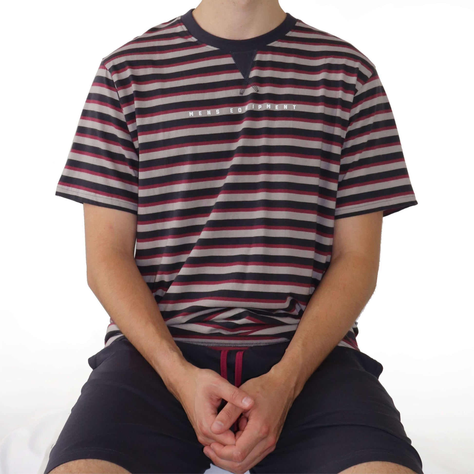 MEQ Heren Shortama Set - Korte Mouwen - Gestreept -  Grijs - afbeelding 6