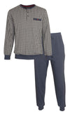 Paul Hopkins Heren Pyjama - 100% Gekamde Katoen - Blauw/Bruin