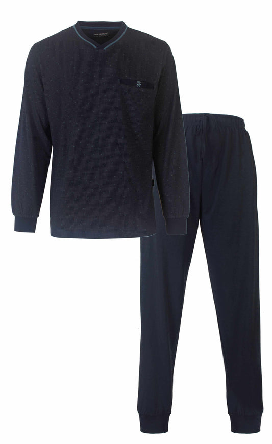 BOSS Easy Long Set, heren lounge set, zwart met geel geruite broek BOSS Easy Long Set, heren lounge set, zwart met geel geruite broek