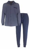 Paul Hopkins Heren Pyjama - Doorknoop - Paisley dessin - Blauw