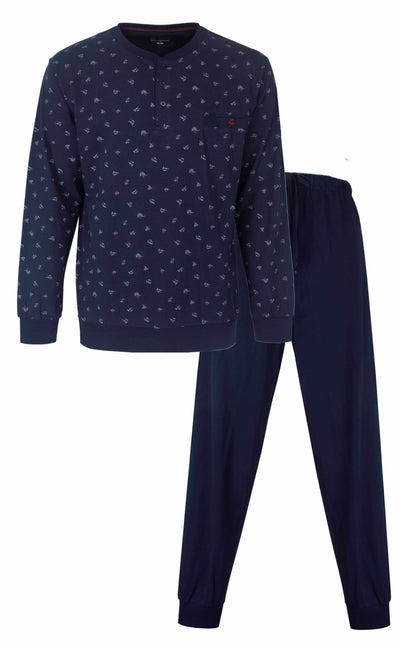Paul Hopkins Heren Pyjama - Ronde Hals met Knoopjes - Blauw