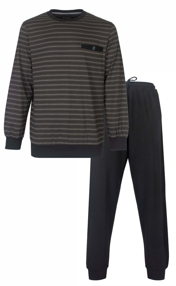 Paul Hopkins Heren Pyjama - Gestreept Dessin - Ronde Hals - Grijs