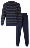 Paul Hopkins Heren Pyjama - Beige Strepen - Indigo Blauw