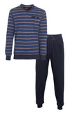 Paul Hopkins Heren Pyjama - Borstzakje - Gestreept - Blauw
