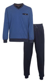 Paul Hopkins Heren Pyjama - Katoen - V Hals - Blauw
