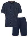 Paul Hopkins Heren Shortama - Pyjama Set - Paspel Borstzakje - Blauw