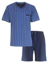 Paul Hopkins Heren Shortama - Pyjama Set - Verticale Streep - Blauw