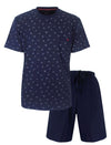 Paul Hopkins Heren Shortama - met Ronde Hals - Borstzakje - Blauw
