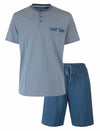 Paul Hopkins Heren Shortama - Pyjama Set - Geprint Dessin - Petrol Blauw