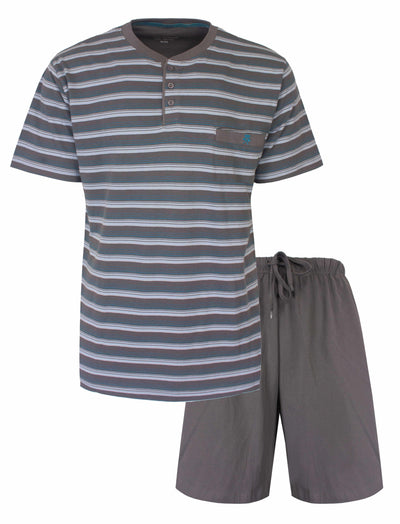 Paul Hopkins Heren Shortama - Polohals met knoopjes - Licht Blauw