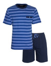 Paul Hopkins Heren Shortama - Pyjama Set - Streepdessin - Blauw