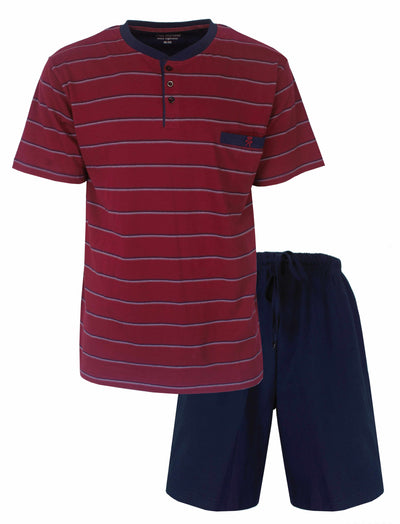 Paul Hopkins Heren Shortama - Polo Sluiting - Rood Gesteept