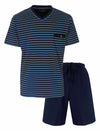 Paul Hopkins Heren Shortama - met V-hals - Gestreept Blauw