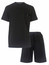 Paul Hopkins Heren Shortama - Pyjama Set - Geprint Dessin - Zwart