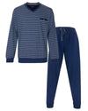 Paul Hopkins Heren Pyjama - Gestreept - Lange Mouwen - V-hals - Blauw
