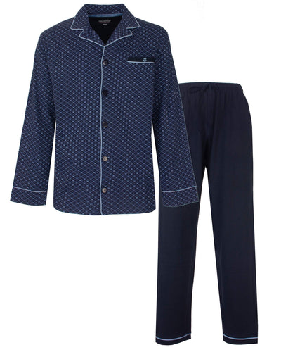 Paul Hopkins Heren Pyjama - Doorknoop - Katoen - Donker Blauw